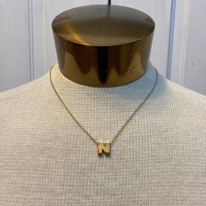 Vintage Trifari Gold Tone N Initial Choker Necklace